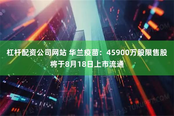 杠杆配资公司网站 华兰疫苗：45900万股限售股将于8月18日上市流通